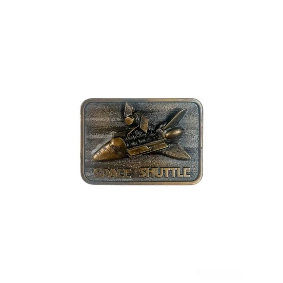 Vintage 1980 3D Space Shuttle Bronze Belt Buckle by Buckle Connection - Picture 1 of 3